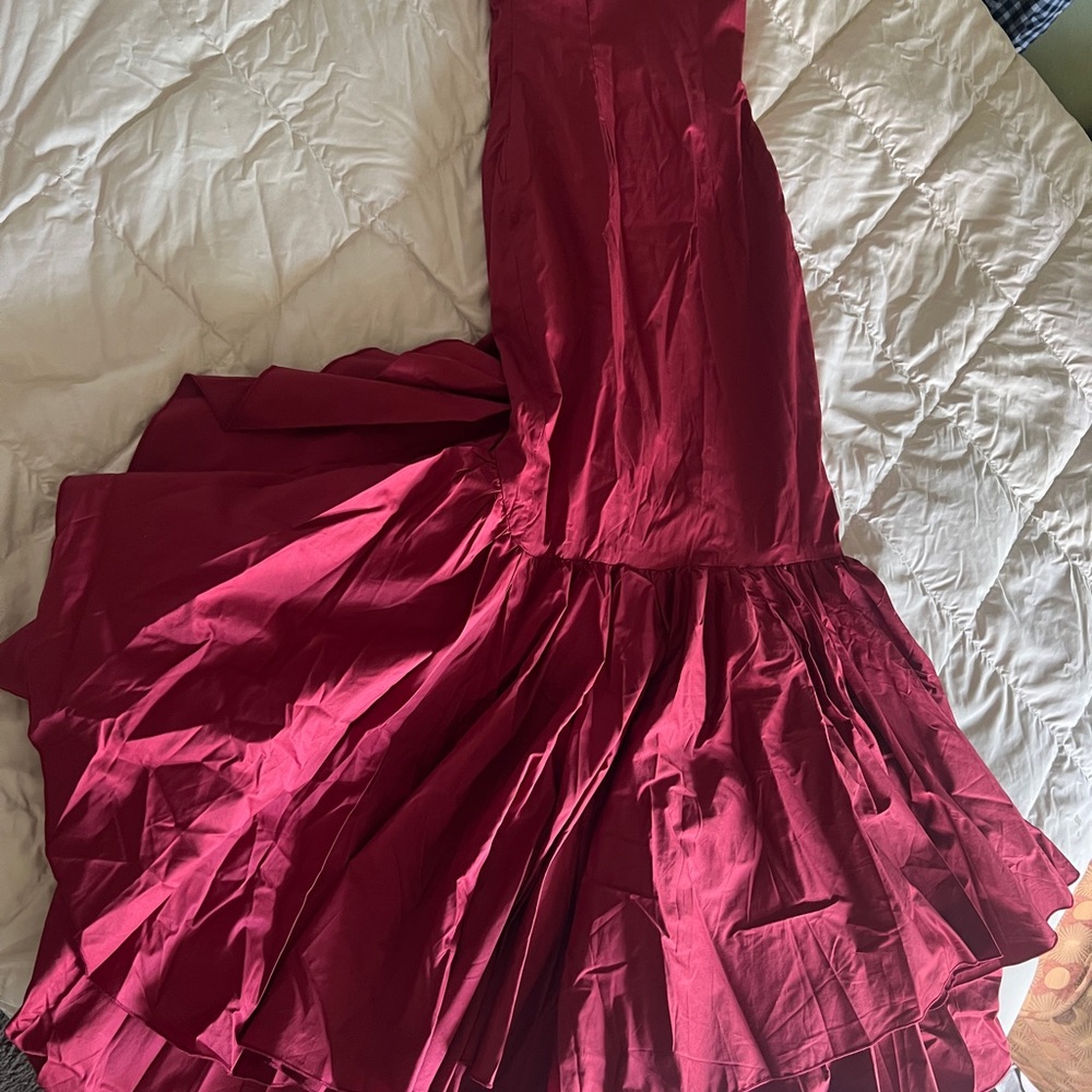 Strapless Ruffled Mermaid Gown - Red - Picture 2 of 3